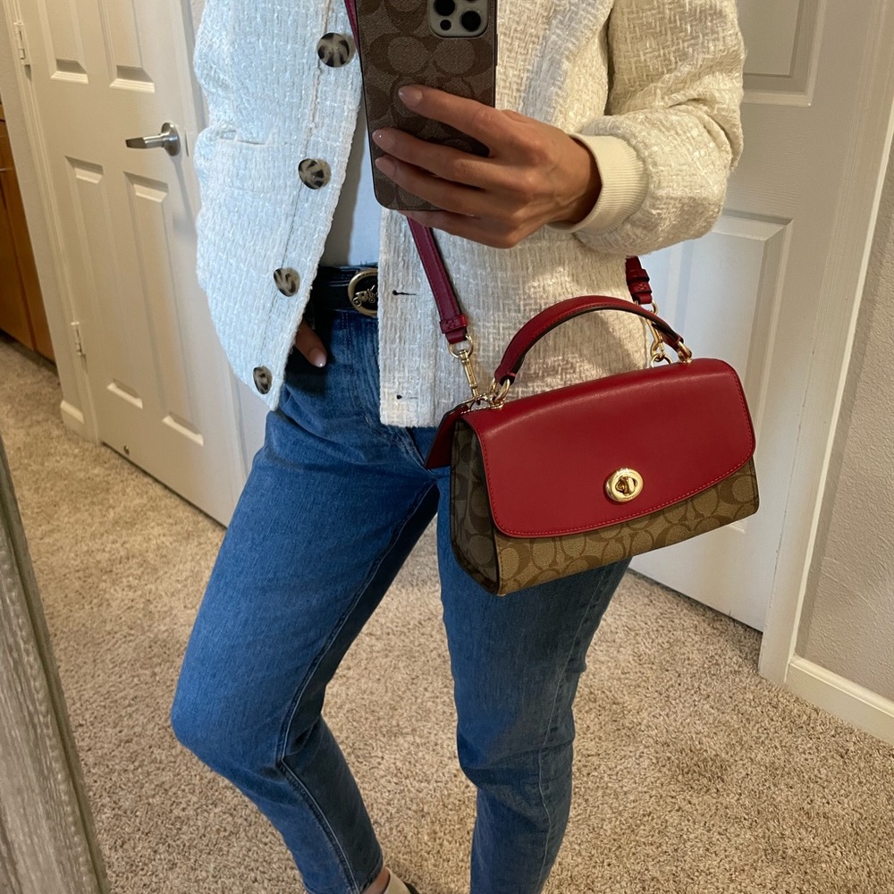 Coach bag. Excellent condition. Red/ beige/brown
